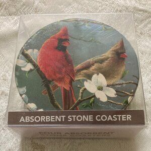 Wild Birds Unlimited Cardinal Stone Coasters-Set of 4 NWT